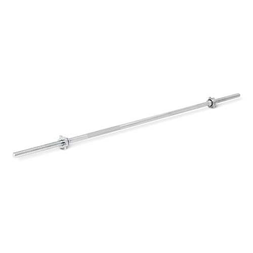 Amazon Basics Standard 60" Straight Barbell Bar, 1" Diameter, Chrome, Compatible with Standard 1-Inch Weight Plates, Non-Slip Grip for Home Gym