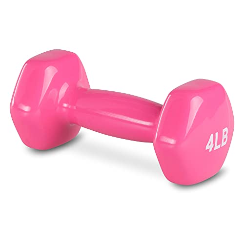 Amazon Basics Vinyl Coated Hexagon Dumbbell Hand Weights, Non-Slip Grip, 4 lb, Pink, Set of 2 view 3