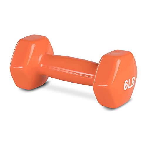 Amazon Basics Vinyl Hexagon Workout Dumbbell Hand Weight, 6 Pound, Orange - Set of 2 view 3