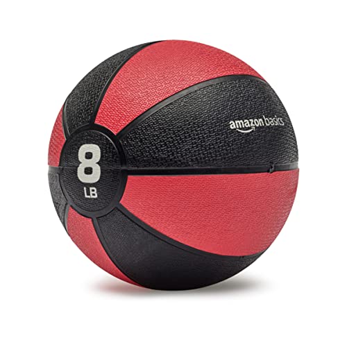 Amazon Basics Weighted Medicine Ball, 8 Pounds, Red/Black