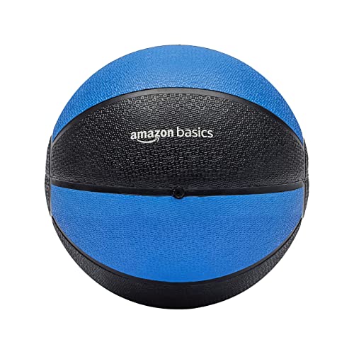 Amazon Basics Weighted Medicine Ball for Core Strength, Strength Training, Full-Body Workouts and Balance Exercises, 10 Pounds, Blue/Black, 9.3 inches view 3