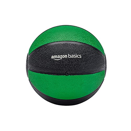 Amazon Basics Weighted Medicine Ball for Core Strength, Strength Training, Full-Body Workouts and Balance Exercises, 4 Pounds, Green/Black view 3