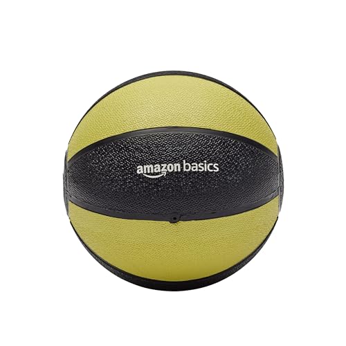 Amazon Basics Weighted Medicine Ball for Core Strength, Strength Training, Full-Body Workouts and Balance Exercises, 6 Pounds, Yellow/Black view 3