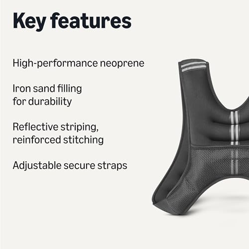 Amazon Basics Weighted Vest with Reflective Stripe, Non-Adjustable, 12 lb, Black