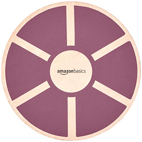 Amazon Basics Wood Wobble Balance Board - 16.2 x 16.2 x 3.6 Inches, Purple