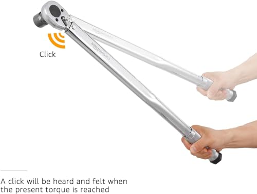 Amazon Basics 1/2-Inch Drive Click Heavy-Duty Torque Wrench - 25-250 foot-lb, 33.9-338.9 Nm