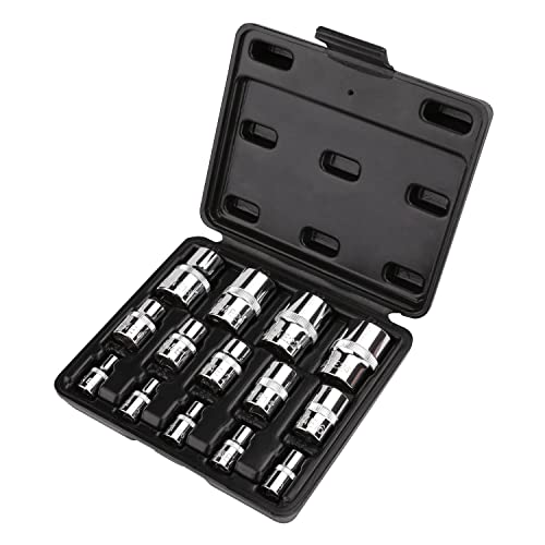 Amazon Basics 14-Piece External Torx Socket Set, E4–E24, 1/4", 3/8", 1/2" Drive, with Storage Case