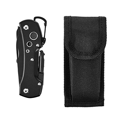 Amazon Basics 15-in-1 Stainless Steel Multitool Pocket Knife with Sheath, Black