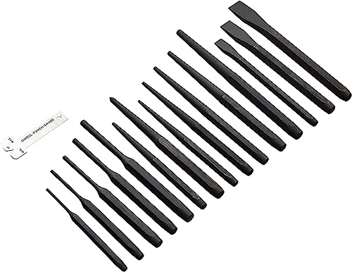 Amazon Basics 16-Piece Chrome Vanadium Steel Punch and Chisel Set with Storage Pouch