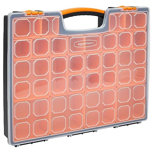 Amazon Basics 19-Removable Compartment Organizer, Black, Orange, 16.5 x 13.2 x 2.4 inches