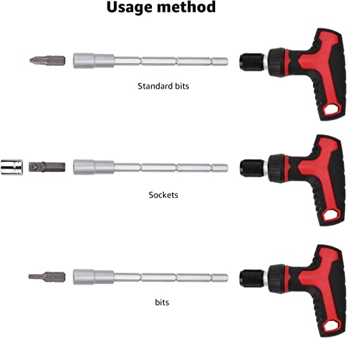 Amazon Basics 27-Piece Magnetic T-Handle Ratchet Wrench and Screwdriver Set with Bits and Sockets, Storage Case for Household Repair view 3