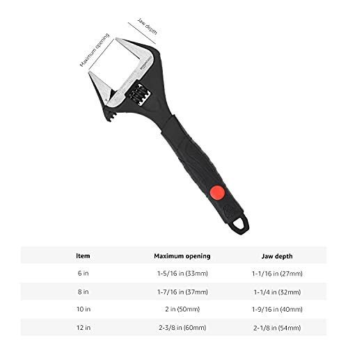 Amazon Basics 4-Piece Plumbing Adjustable Wrench with Soft Grip, Wide Mouth, Includes: 6-inch (150mm), 8-inch (200mm), 10-inch (250mm), 12-inch (300mm), 4 Sizes Bundle