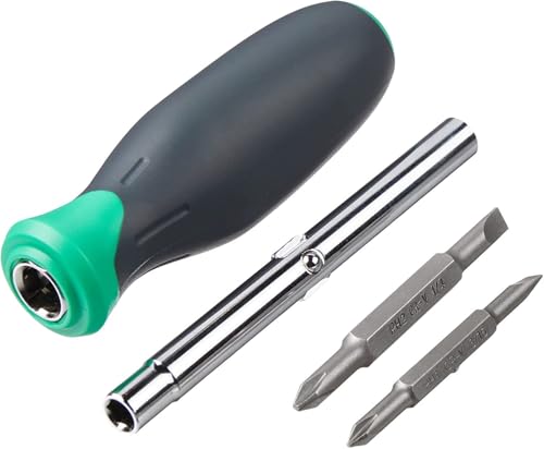 Amazon Basics 6-in-1 Multi-Bit Screwdriver and Nut Driver Tool with Cushion Grip Handle, Slotted and Phillips Bits, Multicolor view 2