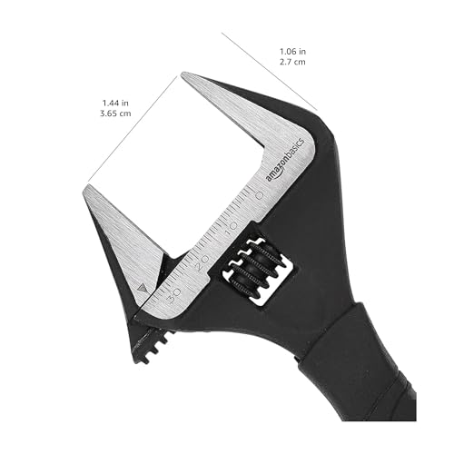 Amazon Basics 6-Inch Drop Forged Adjustable Wrench with Soft Grip, Wide Jaw, Metric/SAE Scales, Rust Resistant, 6.34 x 2.83 x 0.59 inches view 2