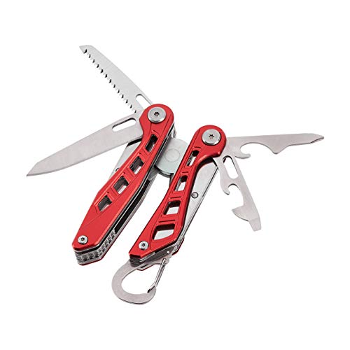 Amazon Basics 8-in-1 Stainless Steel Multitool with Safety Lock and Nylon Sheath, Red view 3