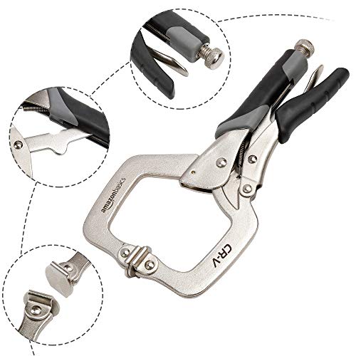 Amazon Basics Adjustable Metal Face Clamps for Woodworking, Welding, or Repairs, 11-inch, Pack of 2, Black/Silver