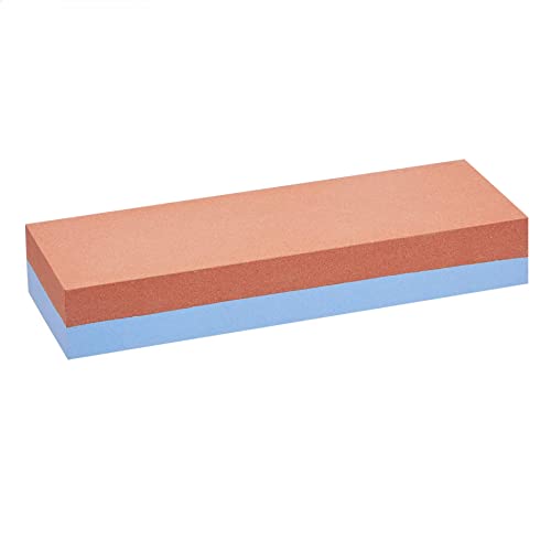 Amazon Basics Dual Sided Whetstone Knife Sharpening Stone 400/1000 Grit with Angle Guide, Non-Slip Bamboo Base, Black & Grey view 2