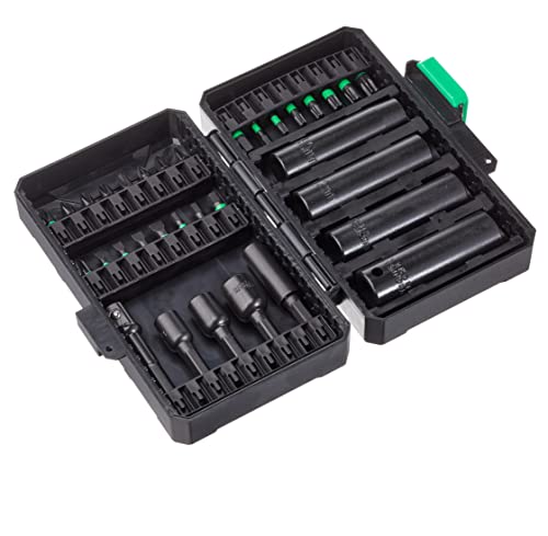 Amazon Basics Impact Driver Bit Set, 33-Piece with S2 Steel, Nut Drivers and Sockets