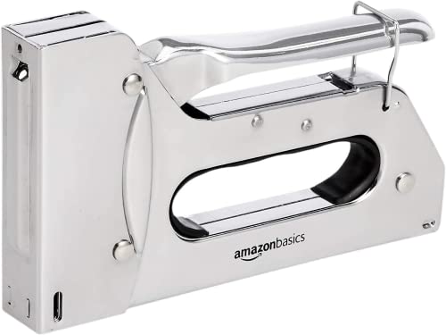 Amazon Basics Manual Staple Gun with 1000 Staples, for Upholstery and Carpentry, silver