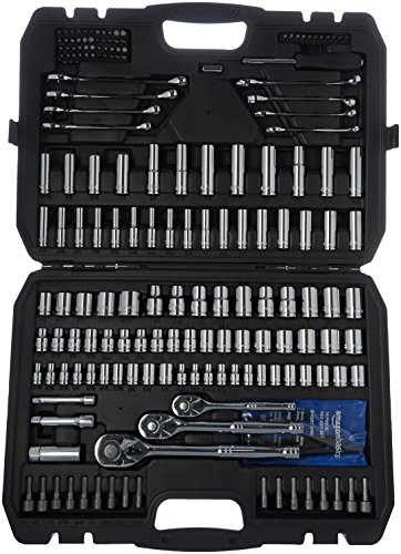 Amazon Basics Mechanic's Socket Tool Set With Case, SAE and Metric Sizes, 201-Piece