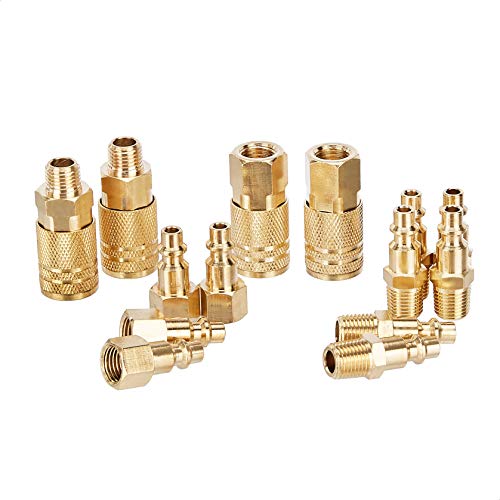Amazon Basics Quick Connect Brass Air Coupler and Plug Kit - 1/4-Inch NPT Fittings, 14 count (Pack of 1)