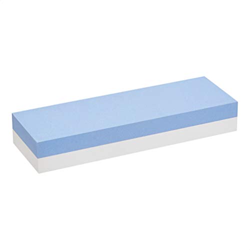 Amazon Basics Whetstone Knife Sharpening Wet Stone Dual Sided 1000/6000 Grit with Non-Slip 1 Pc, Bamboo Base, Black & Grey
