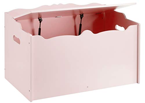 Amazon Basics Kids Toy Box, Wooden Organizer Storage Chest, Pink, 30" x 18" x 19"