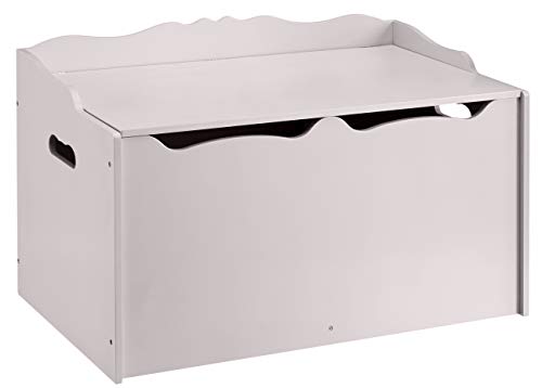 Amazon Basics Kids Toy Box, Wooden Organizer Storage Chest, Gray, 30" x 18" x 19"