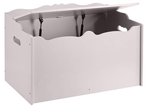 Amazon Basics Kids Toy Box, Wooden Organizer Storage Chest, Gray, 30" x 18" x 19"