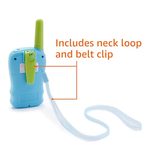 Amazon Basics Kids Walkie Talkie Set, Range Extending Set of 2, for Camping or Birthday Toys, Green and Blue