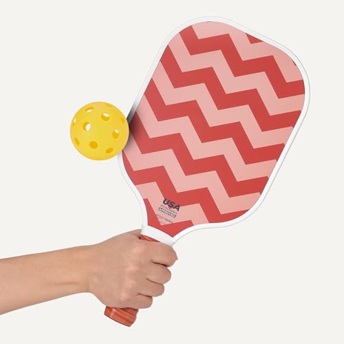 Amazon Basics Pickleball Paddles Set of 2, USAPA Approved Carbon Fiber Paddle with 4 Balls, Lightweight Pickle Ball Rackets, Carry Bag & Grips, Pastel Zigzag view 3