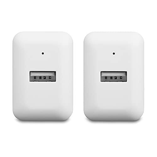 Amazon Basics 12W One Port USB-A Wall Charger (2.4A) for Phones (iPhone 15/14/13/12/11/X, Samsung, and more), Pack of 2, White