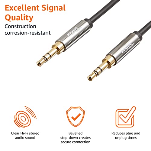 Amazon Basics 2-Pack 3.5mm Stereo Audio Cable for Car Stereo, Speaker or Subwoofer with Gold-Plated Plugs, Smartphone Compatible, 4 Foot, Black view 3