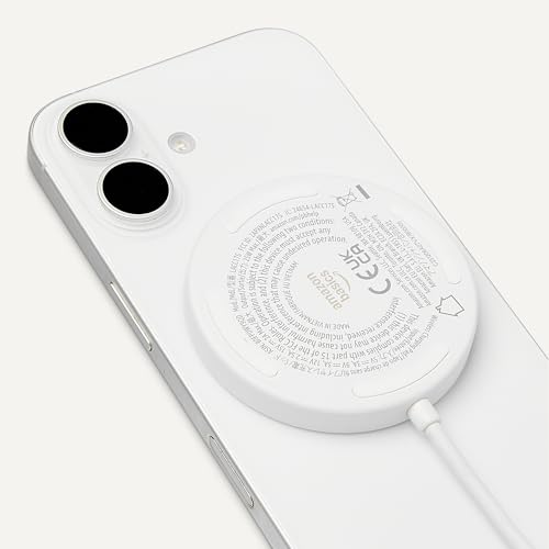 Amazon Basics 25W Qi2.2 Certified Wireless Charging Pad, MagSafe Compatible for iPhone 17/16/15/14/13/12, Magnetic Compatible for Android, Google Smartphones, White (Adapter Not Included) view 3