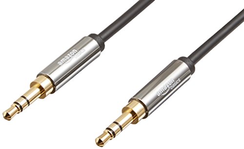 Amazon Basics 3.5mm Male-to-Male Stereo Audio Cable for Speakers, Home Stereos, Car Stereo, Tablets and Smartphones, Gold-Plated Plugs, 4 Foot, Black