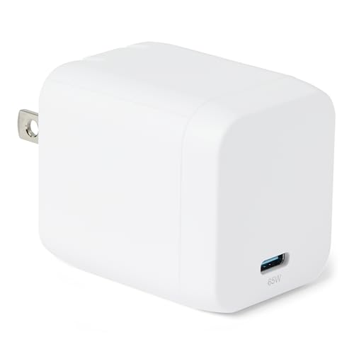 Amazon Basics 65W Fast Charging USB-C Nano GaN Wall Charger, 1-Port PD 3.1 for Laptops, Tablets, Phones, White