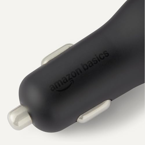 Amazon Basics Fast-Charging Car Charger, 1 USB-C (20W) + 1 USB-A (12W), 32W, with 3-Ft Cable, Black view 3