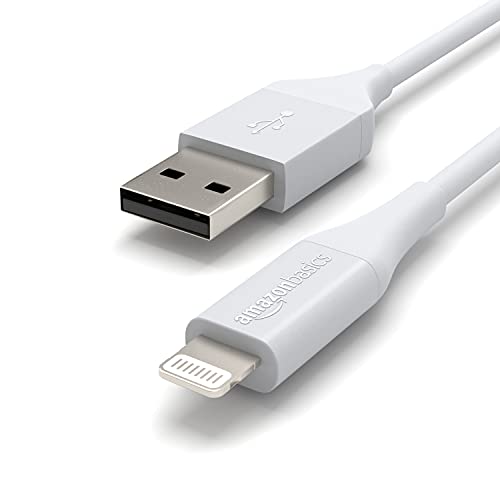 Amazon Basics MFi Certified USB-A to Lightning Charger Cable for Apple iPhone, iPad, Data Sync, 10,000 Bend Lifespan, 6ft, White, 1-Pack view 3