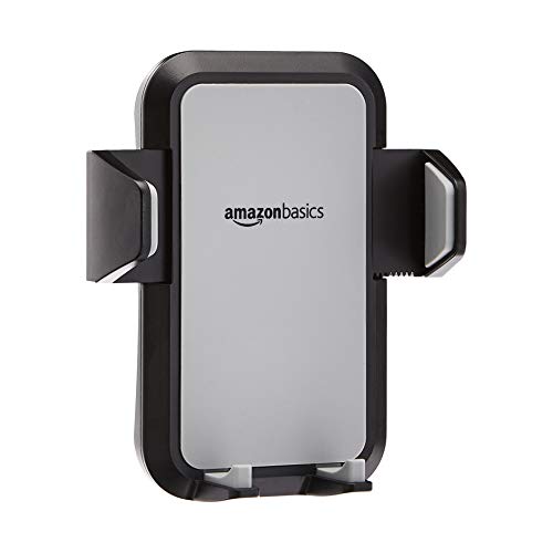 Amazon Basics Universal Portable Smartphone Holder for Car, Air Vent Mount, 360° Rotation, Easy to Install, One-Handed Release, Adjustable and Secure, Grey