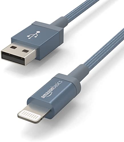 Amazon Basics USB-A to Lightning Cable, Apple MFi Certified, Nylon Braided Cord, Fast Charging, Durable, Sturdy, 3 Foot, Dark Gray view 3
