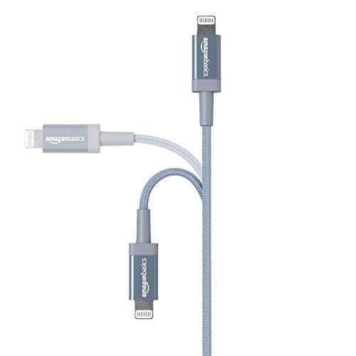 Amazon Basics USB-A to Lightning Cable, Apple MFi Certified, Nylon Braided Cord, Fast Charger for iPhone 14 13 12 11 X Xs Pro, Pro Max, Plus, iPad, 6 Foot, Dark Gray view 2