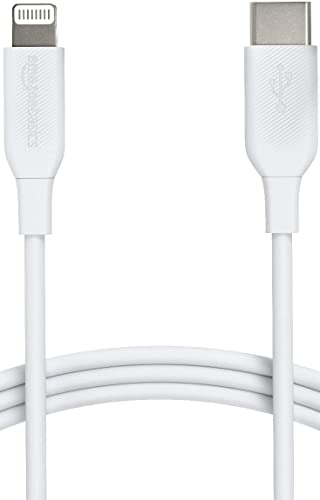 Amazon Basics USB - C to Lightning ABS Charger Cable, MFi Certified Charger for Apple iPhone 14 13 12 11 X Xs Pro, Pro Max, Plus, iPad, 6 foot, White