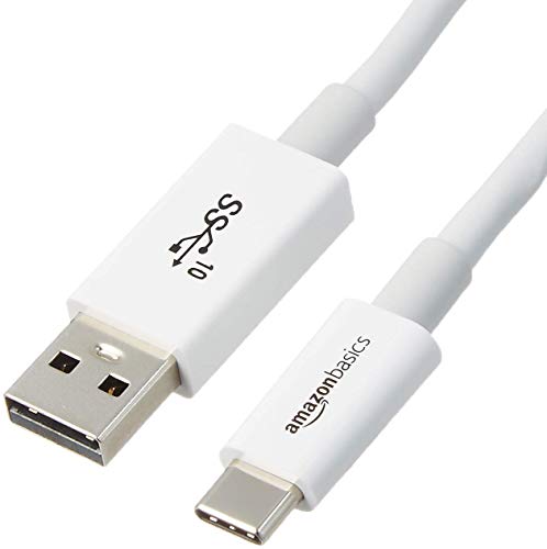Amazon Basics USB-C to USB-A 3.1 Gen 2 Adapter Fast Charger Cable, 10Gbps High-Speed, USB-IF Certified, for Apple iPhone 16/15, iPad, Samsung Galaxy, Tablets, Laptops, 3 Foot, White