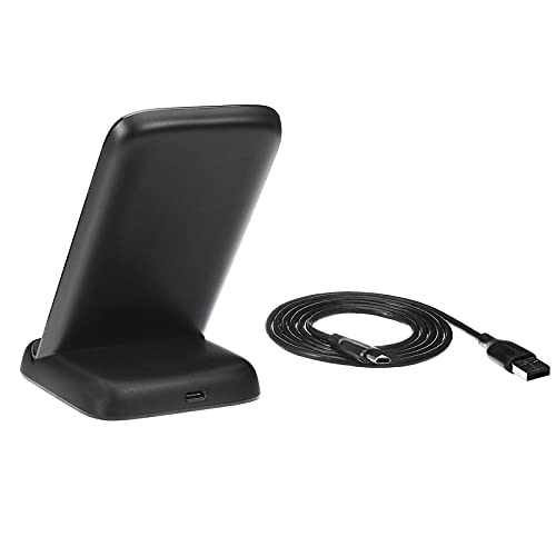 Amazon Basics Wireless Phone Charger Stand, 10W Qi Certified with USB Cable, Compatible with iPhone 16/15/14/13/12/11/X, Samsung & More, with USB Cable, Black (No AC Adapter) view 2